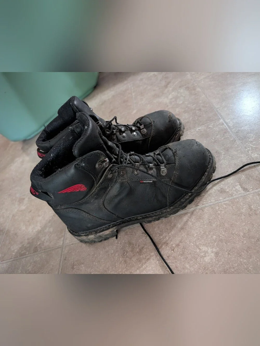 See Flaws.... Red Wing Worx 971 Vibram Leather Work Boots EH ASTM Men’s 9.5 USA